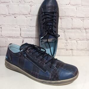 Cloud Footwear Aika Sz 10.5 Plaid Lace Up Side Zip Comfort Sneakers Women's 42